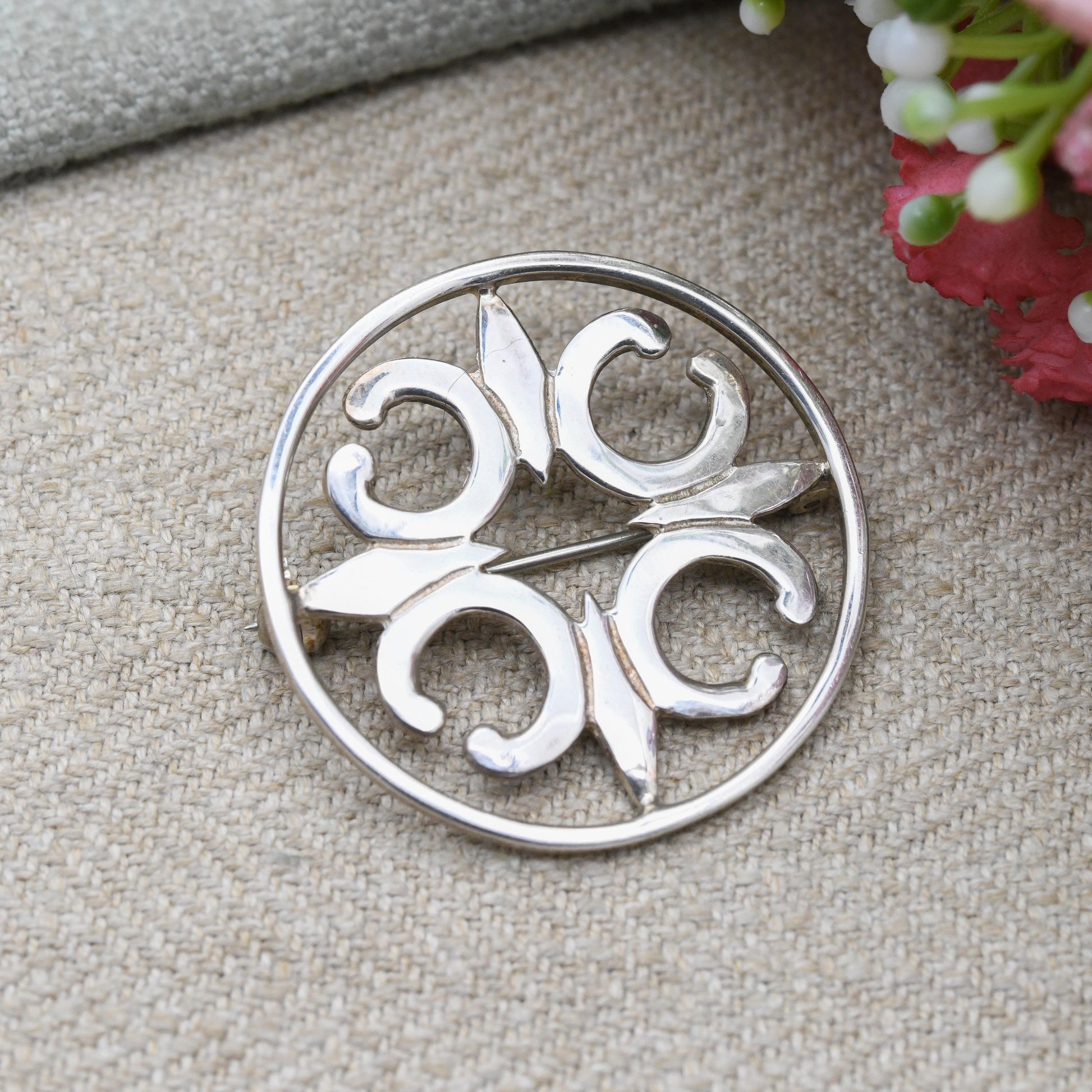 Vintage Malcolm Gray Sterling Silver St Magnus Brooch 1991 - Celtic Rose Window | Scottish Cathedral