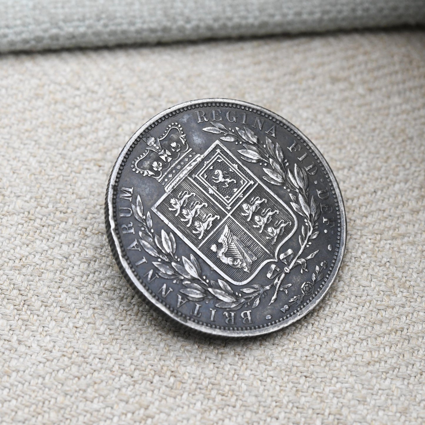 Antique Queen Victoria 1883 Half Crown Coin Brooch Sterling Silver