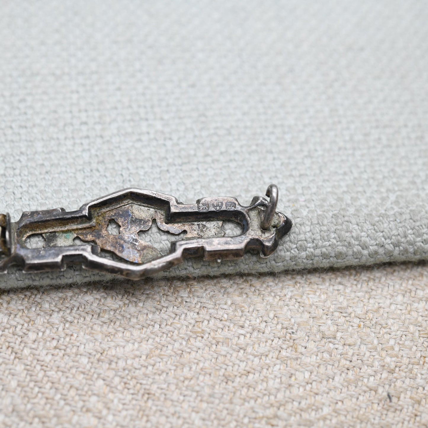 Antique Edwardian Sterling Silver Floral Leaf and Bird Bar Brooch 1915 - Etched and Raised Relief Pin