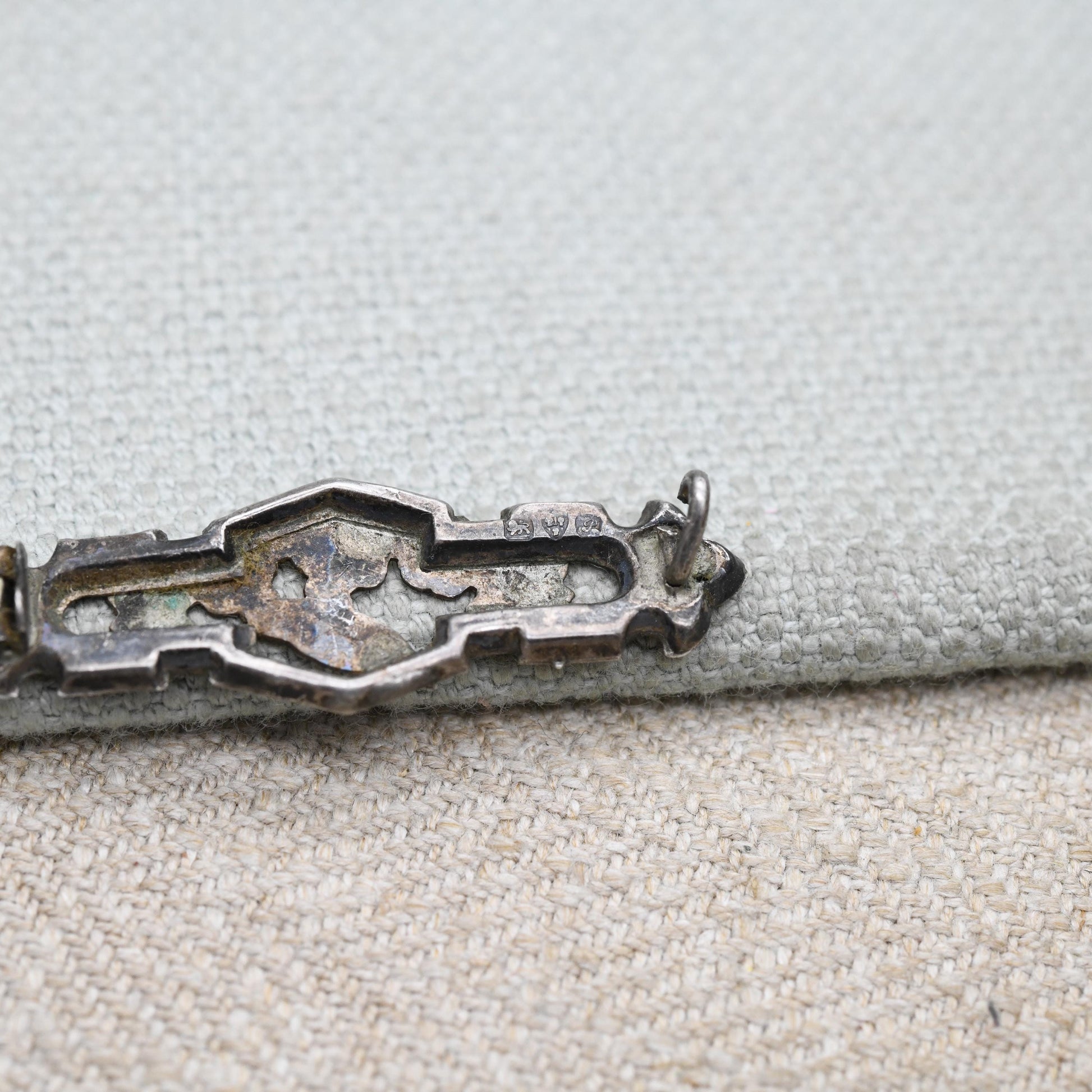 Antique Edwardian Sterling Silver Floral Leaf and Bird Bar Brooch 1915 - Etched and Raised Relief Pin