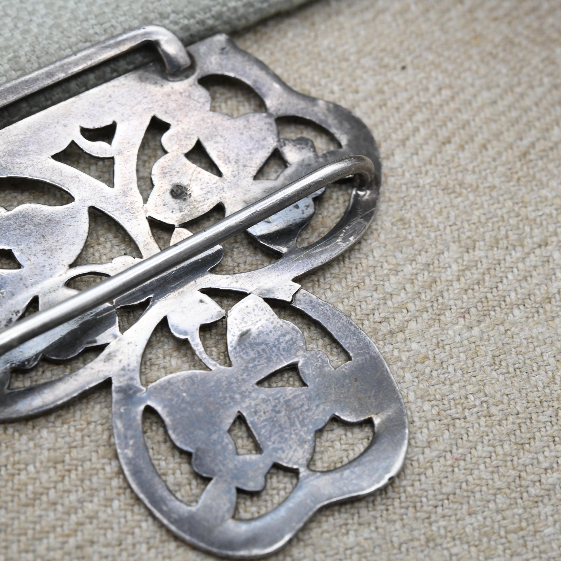 Antique Silver Nurse Belt Buckle with Irish Shamrock Design by Able & Charnell Hallmarked 1902 Edwardian