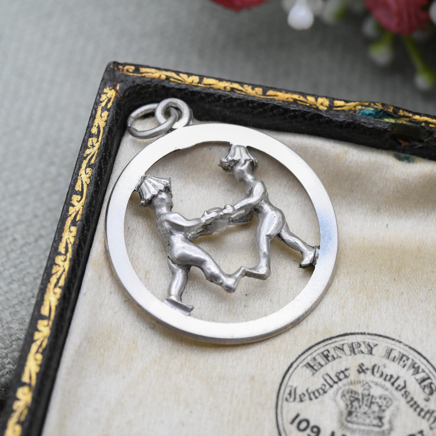 Vintage Sterling Silver Circus Pass the Ball Game Pendant Charm c. 1960s - Openwork Gift for Chain Necklace