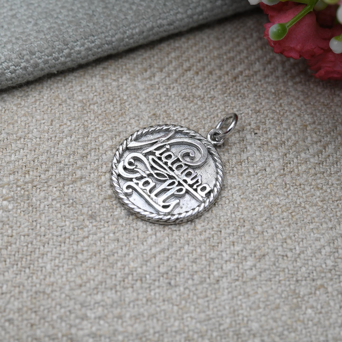 Vintage Sterling Silver Niagara Falls Souvenir Charm Pendant RJL - American Canadian Travel Token | Gift for Charm Bracelet Scrap Book