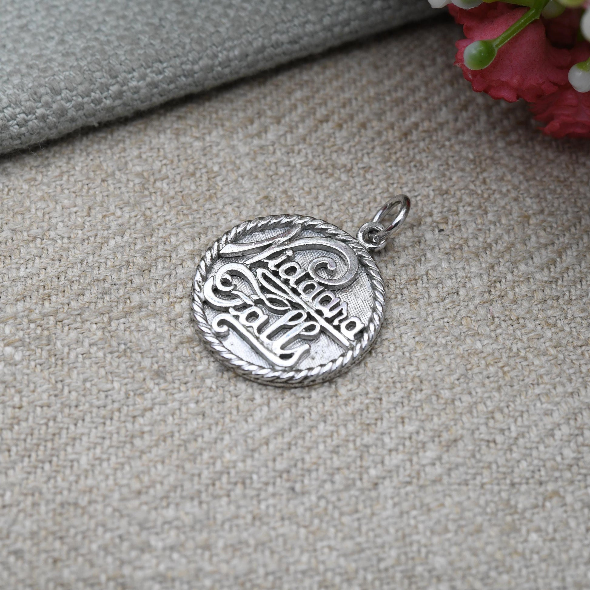 Vintage Sterling Silver Niagara Falls Souvenir Charm Pendant RJL - American Canadian Travel Token | Gift for Charm Bracelet Scrap Book