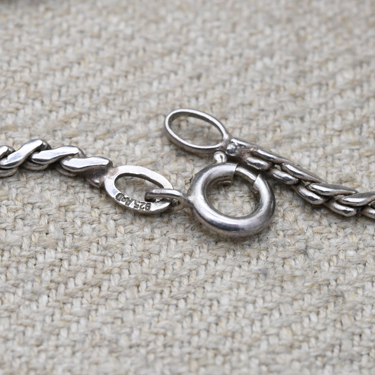 Vintage Sterling Silver Flat Serpentine Chain Necklace Andreas Daub c.1980s - Quality Solid Silver Necklace Unisex Design | 18"
