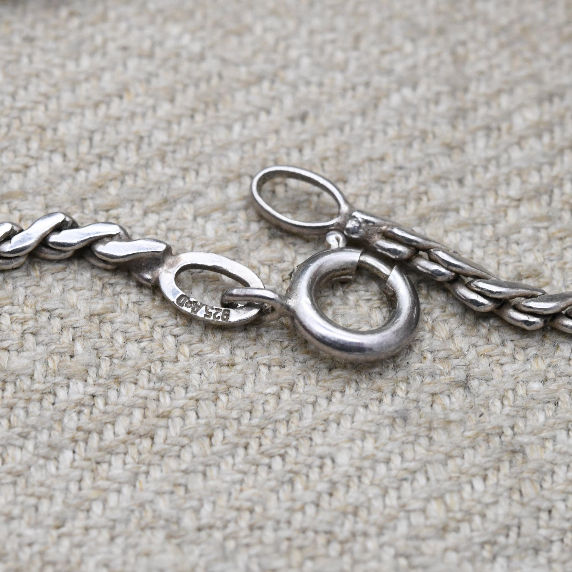 Vintage Sterling Silver Flat Serpentine Chain Necklace Andreas Daub c.1980s - Quality Solid Silver Necklace Unisex Design | 18"