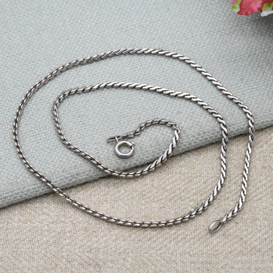 Vintage Sterling Silver Flat Serpentine Chain Necklace Andreas Daub c.1980s - Quality Solid Silver Necklace Unisex Design | 18"