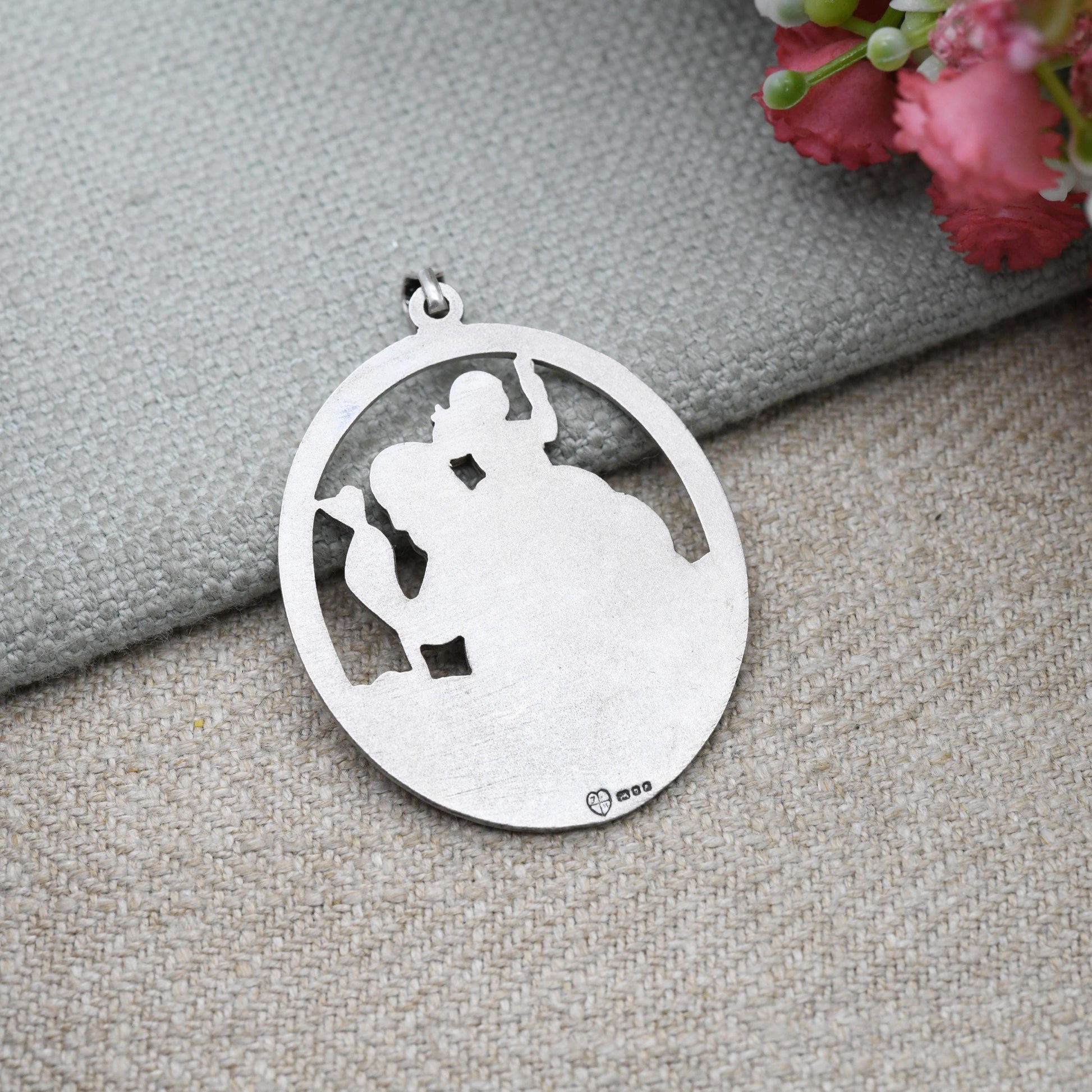Vintage Sterling Silver St. Christopher Pendant by Fred Manshaw 1979 - Openwork Design | Saint of Travelling | Religious Jewellery