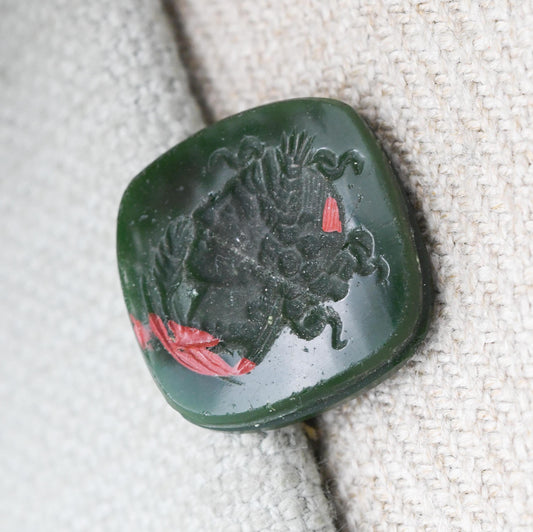 Loose Intaglio Seal Unset Carved Goddess Face Profile Ceres - Wheat Sheaf Laurel Wreath and Fruit Crown