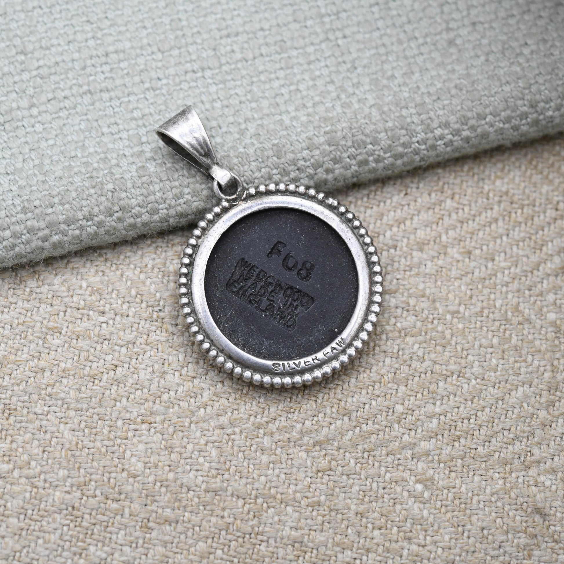 Vintage Wedgwood Sterling Silver Portrait on Black Jasperware Pendant - Circular Classical Cameo | Gift for Her