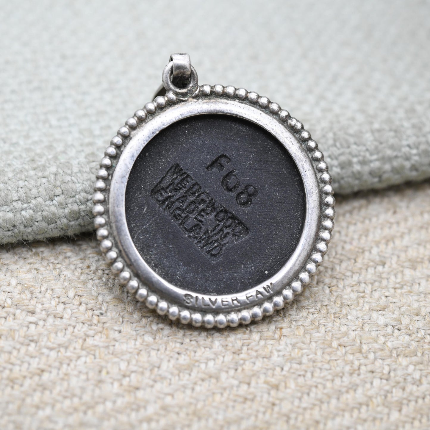 Vintage Wedgwood Sterling Silver Portrait on Black Jasperware Pendant - Circular Classical Cameo | Gift for Her