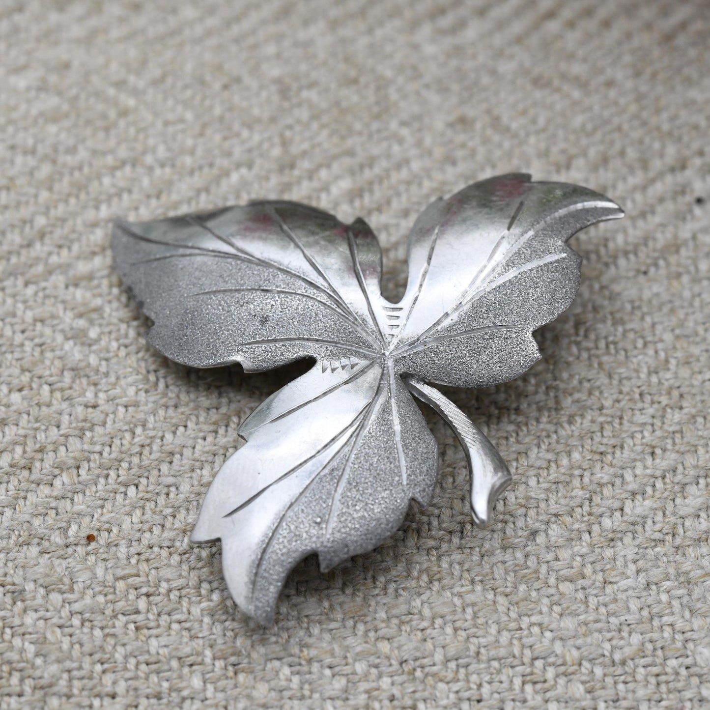 Vintage Ward Brothers Sterling Silver Leaf Brooch 1965 - Textured Floral Brooch Pin