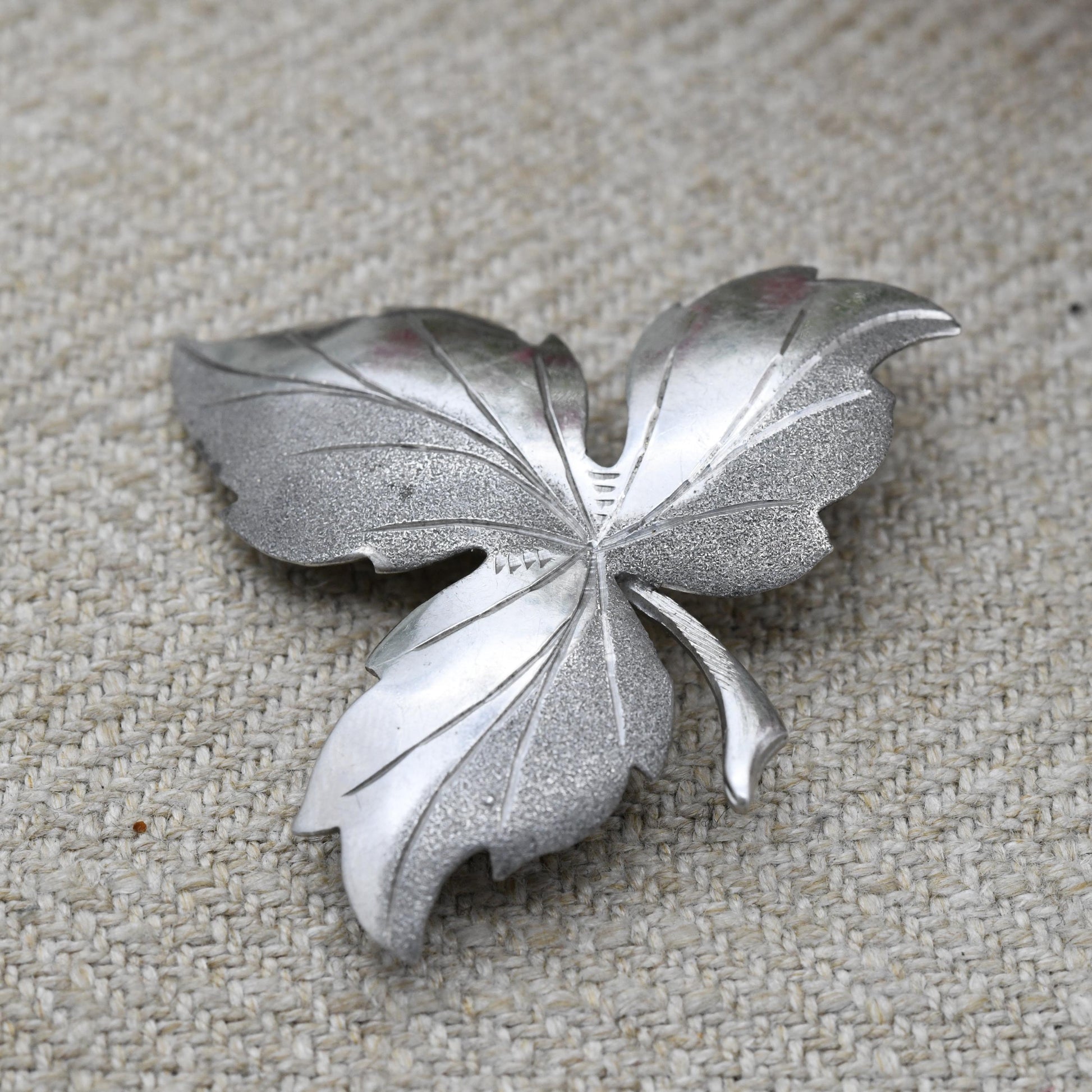Vintage Ward Brothers Sterling Silver Leaf Brooch 1965 - Textured Floral Brooch Pin
