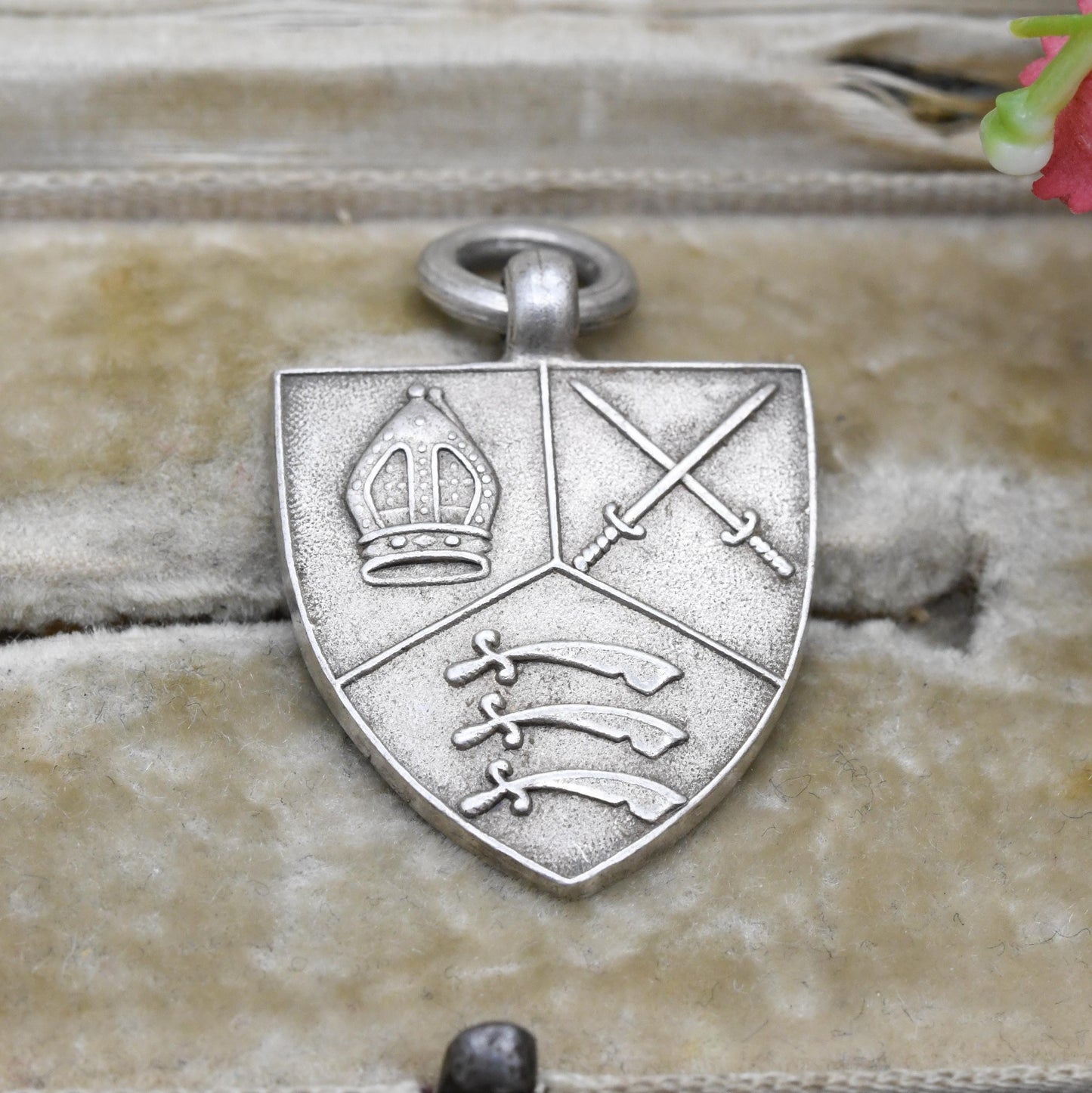 Vintage Sterling Silver Heraldic Shield Medal Pendant - Winners Award for 80 Yard Race 1933 | Medal Collection