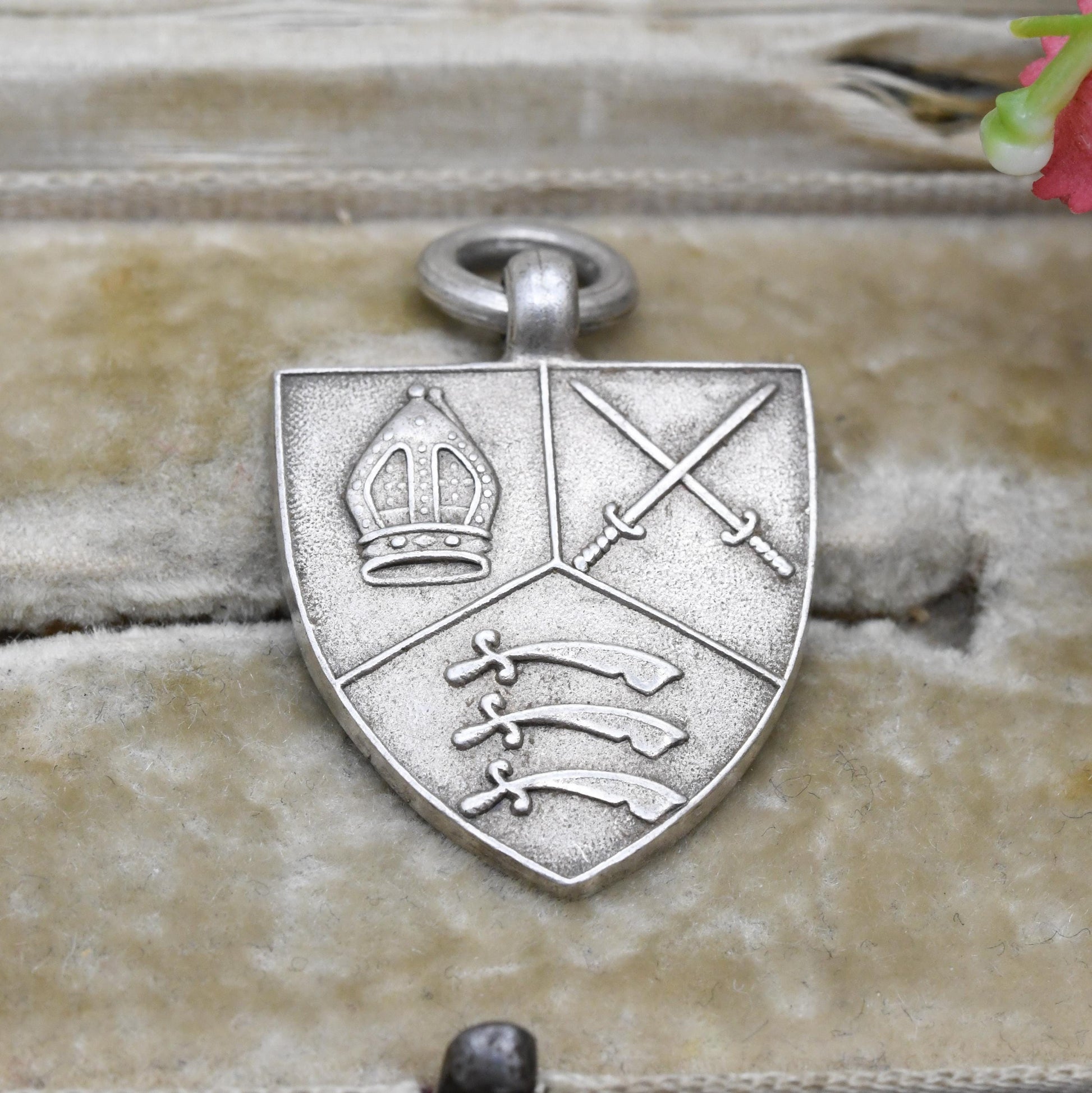 Vintage Sterling Silver Heraldic Shield Medal Pendant - Winners Award for 80 Yard Race 1933 | Medal Collection