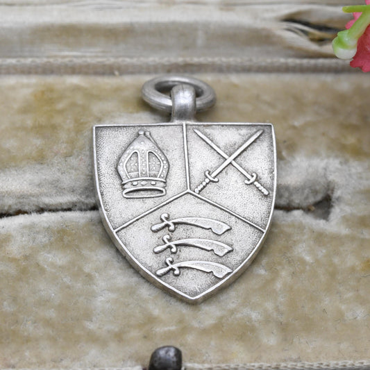 Vintage Sterling Silver Heraldic Shield Medal Pendant - Winners Award for 80 Yard Race 1933 | Medal Collection