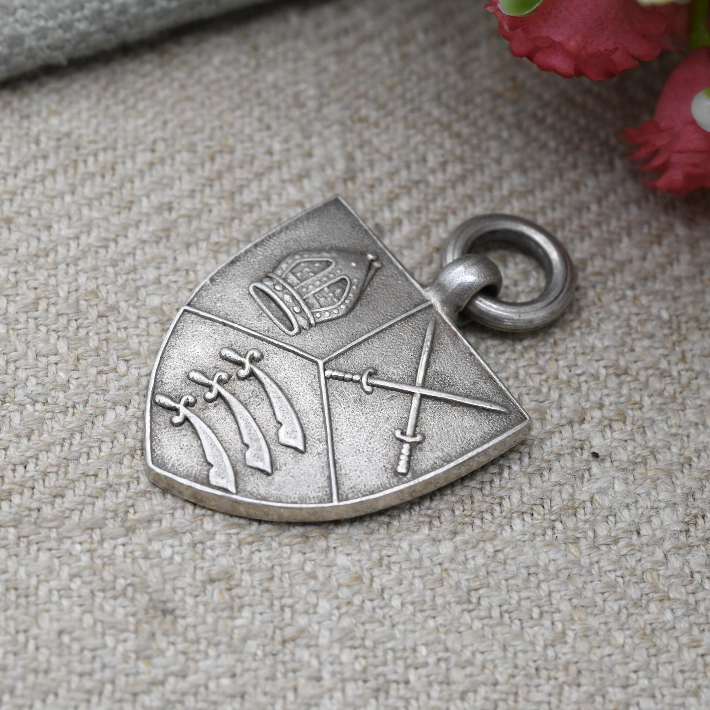 Vintage Sterling Silver Heraldic Shield Medal Pendant - Winners Award for 80 Yard Race 1933 | Medal Collection