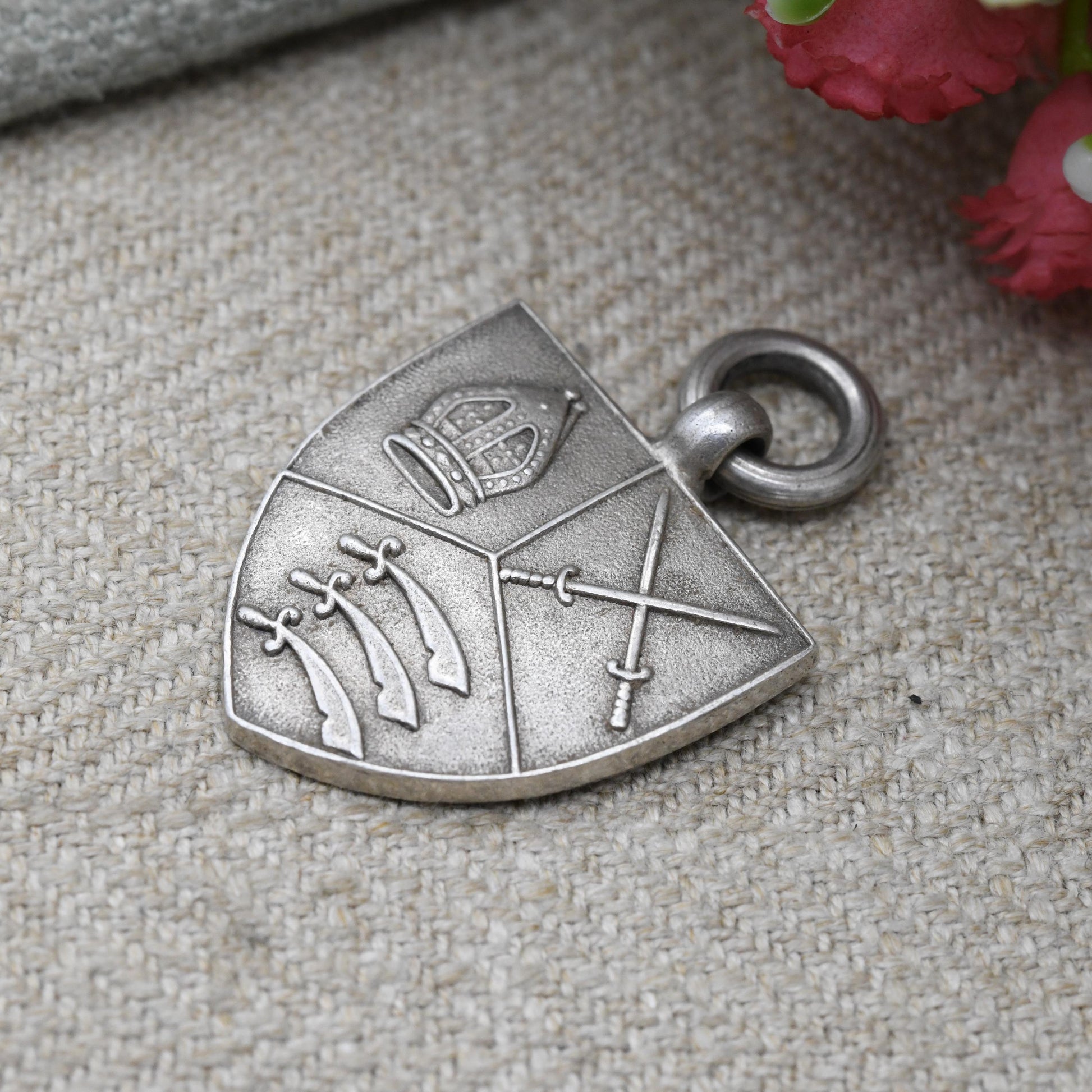 Vintage Sterling Silver Heraldic Shield Medal Pendant - Winners Award for 80 Yard Race 1933 | Medal Collection