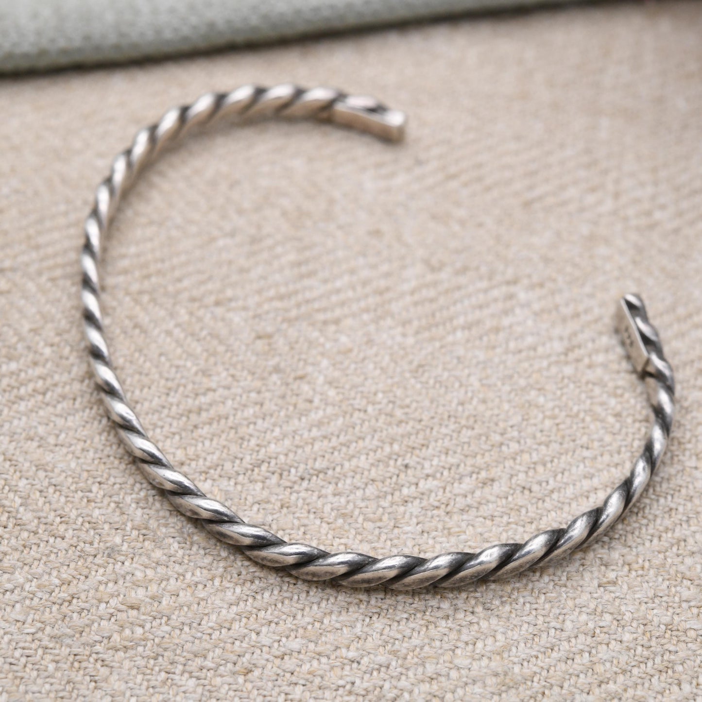 Sterling Silver Rope Twisted Open Cuff Bracelet - Traditional Style Jewellery Gift for Her