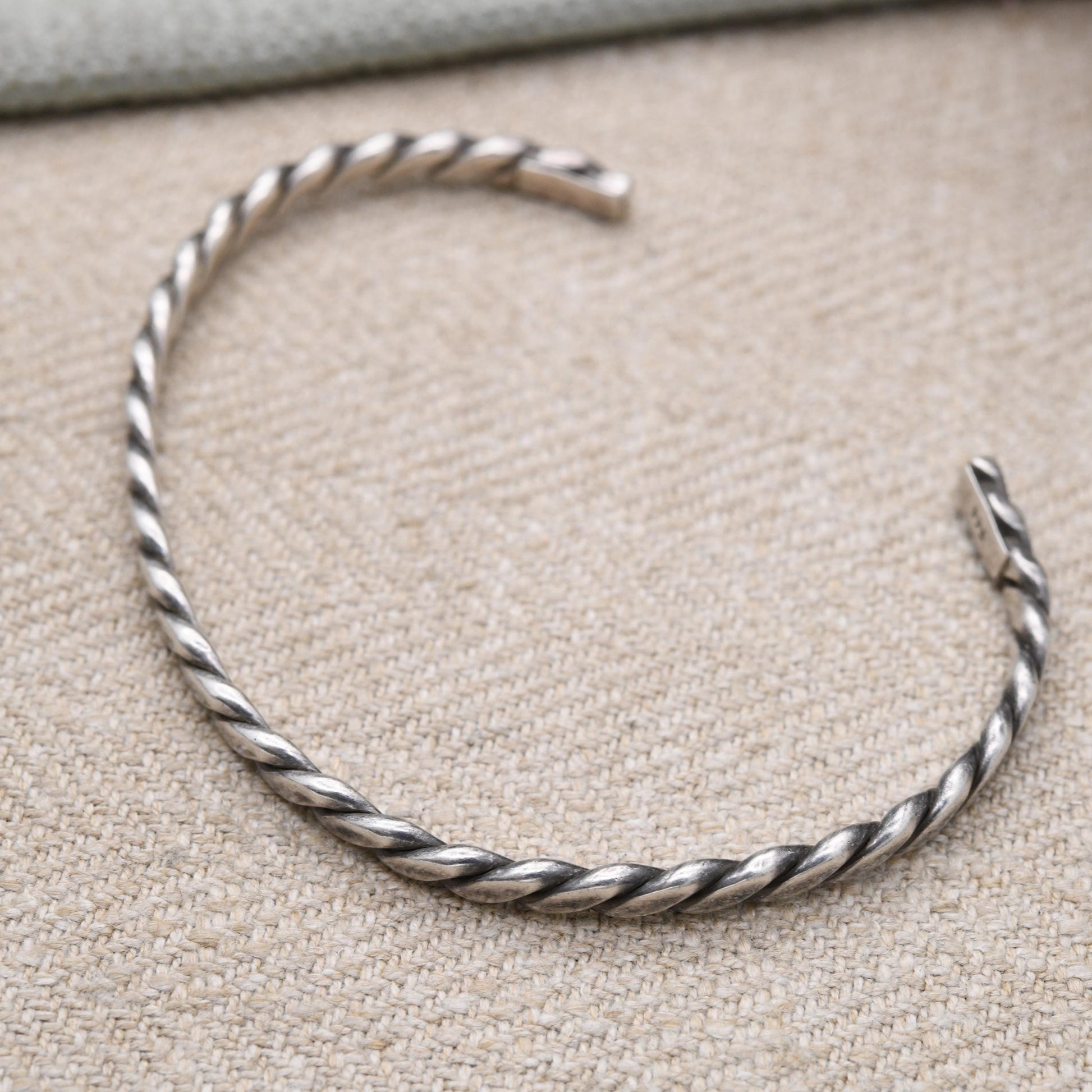 Sterling Silver Rope Twisted Open Cuff Bracelet - Traditional Style Jewellery Gift for Her