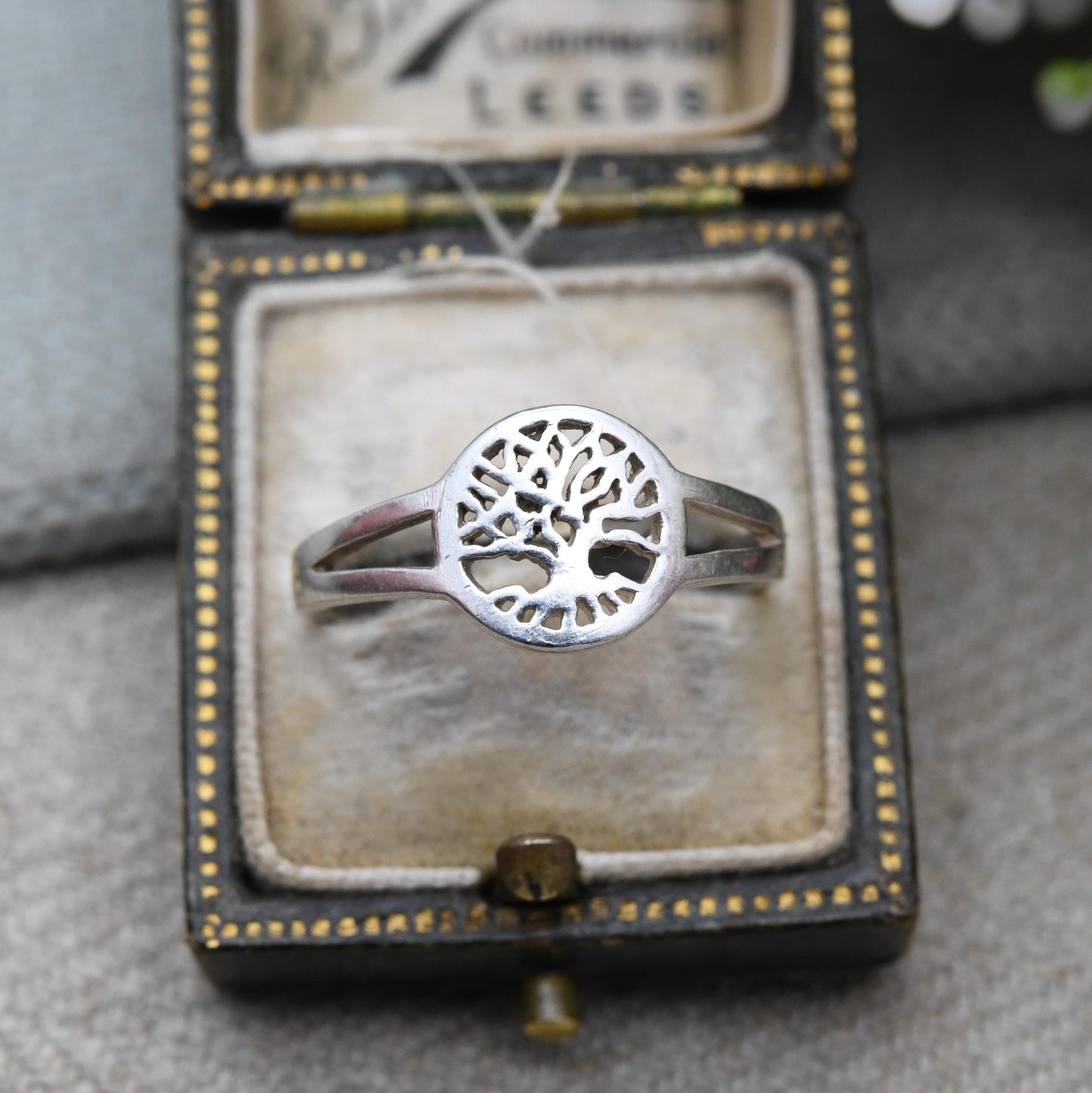 Vintage Sterling Silver Tree of Life Signet Ring - Celtic Design | Openwork Split Shank Shoulders | UK Size - R | US Size - 8 3/4
