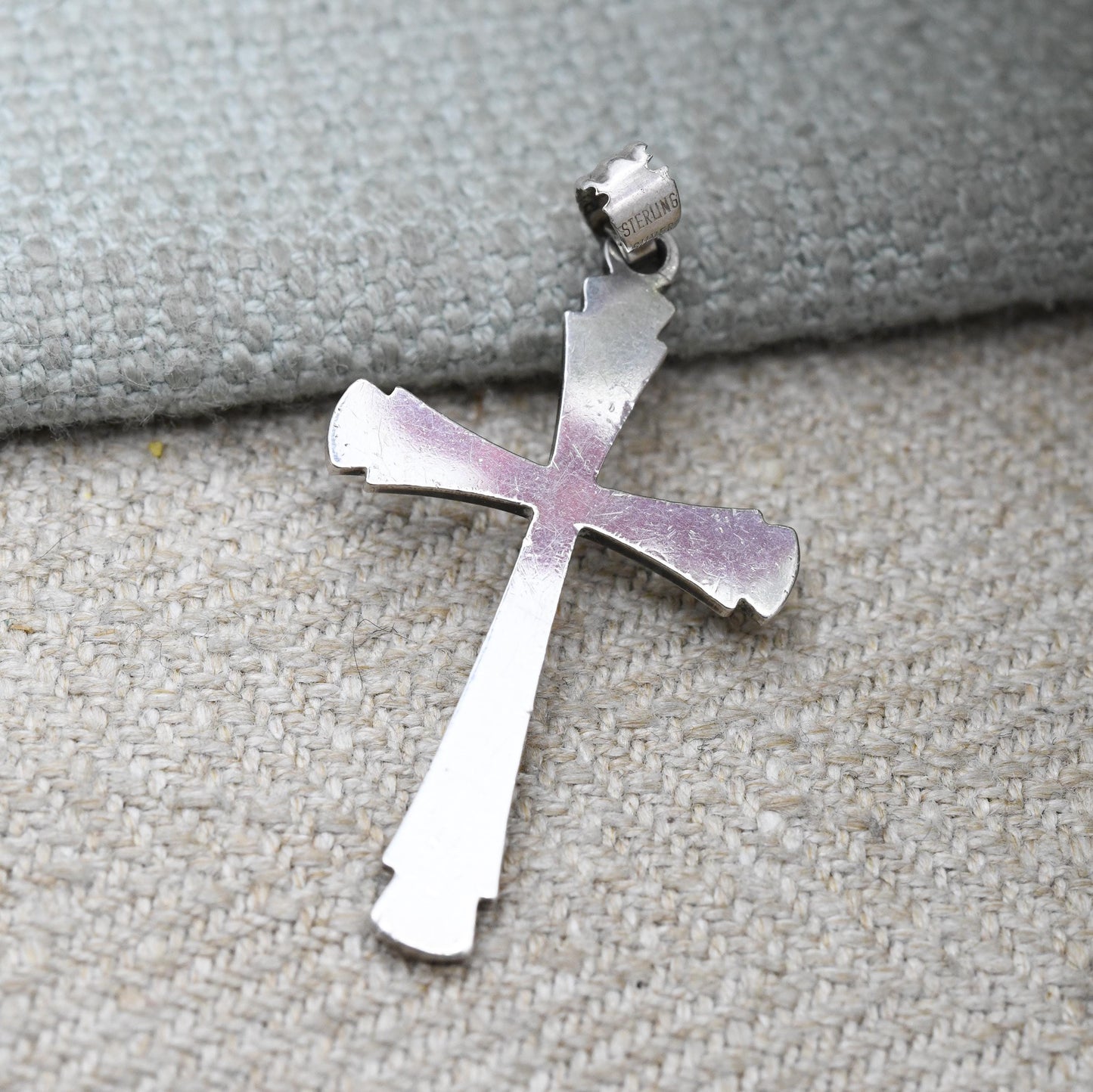Vintage Kordes and Lichtenfels Sterling Silver Cross Pendant - K&L Raised Relief Scrolling Religious Gift | Christian Necklace