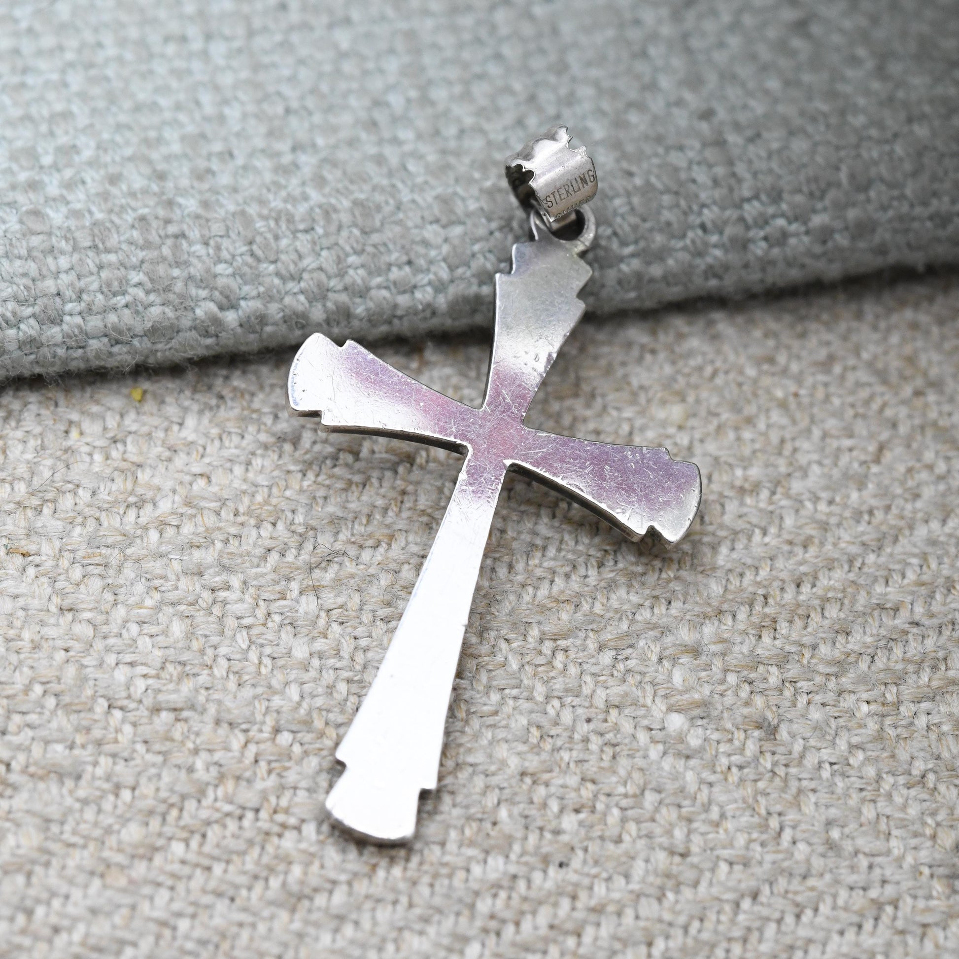 Vintage Kordes and Lichtenfels Sterling Silver Cross Pendant - K&L Raised Relief Scrolling Religious Gift | Christian Necklace