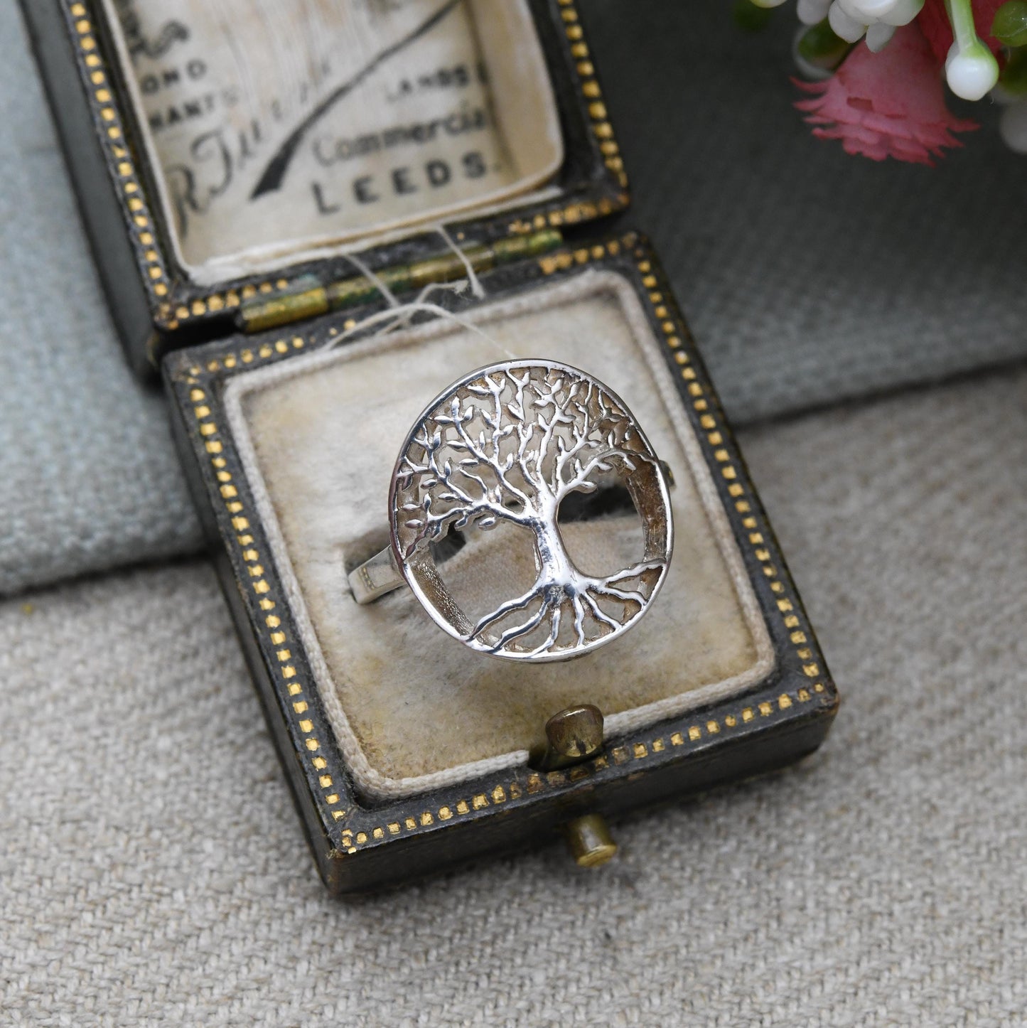 Sterling Silver Tree of Life Signet Ring - Celtic Openwork Design | Chunky Pinky Silver | UK Size - M 1/2 | US Size - 6 1/2