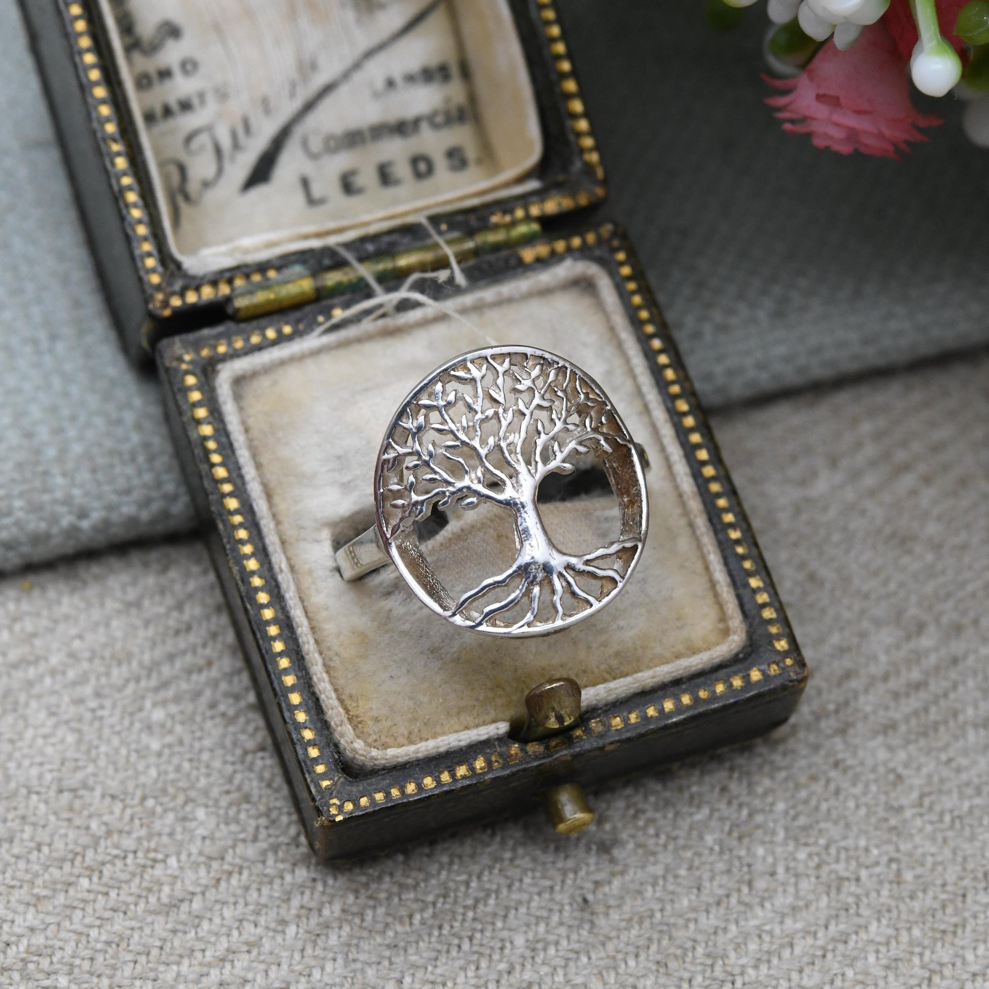 Sterling Silver Tree of Life Signet Ring - Celtic Openwork Design | Chunky Pinky Silver | UK Size - M 1/2 | US Size - 6 1/2