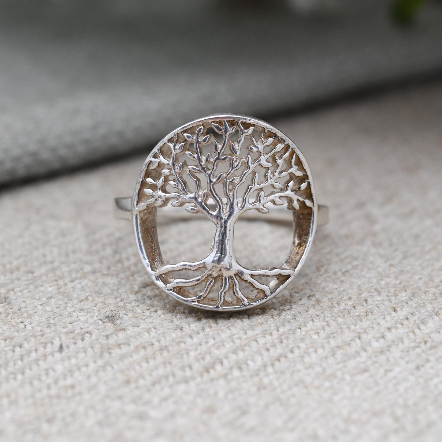 Sterling Silver Tree of Life Signet Ring - Celtic Openwork Design | Chunky Pinky Silver | UK Size - M 1/2 | US Size - 6 1/2