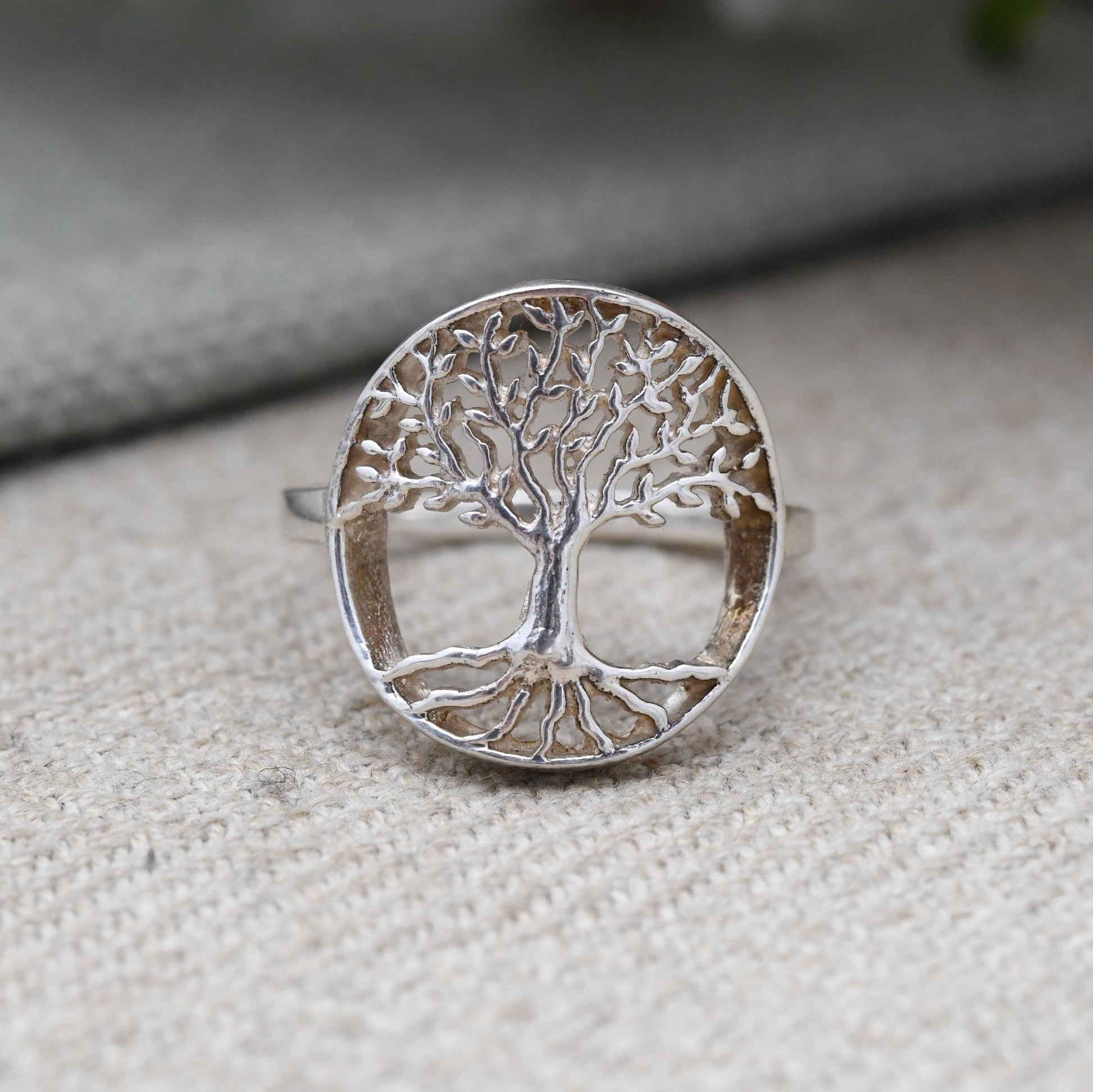 Sterling Silver Tree of Life Signet Ring - Celtic Openwork Design | Chunky Pinky Silver | UK Size - M 1/2 | US Size - 6 1/2