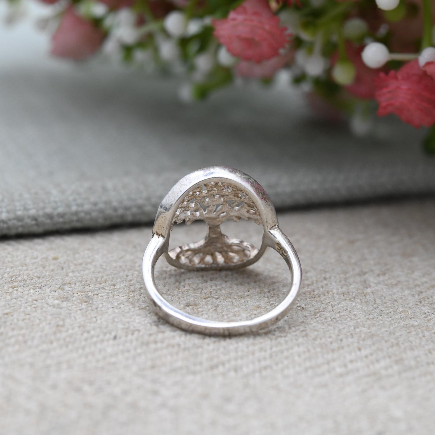 Sterling Silver Tree of Life Signet Ring - Celtic Openwork Design | Chunky Pinky Silver | UK Size - M 1/2 | US Size - 6 1/2