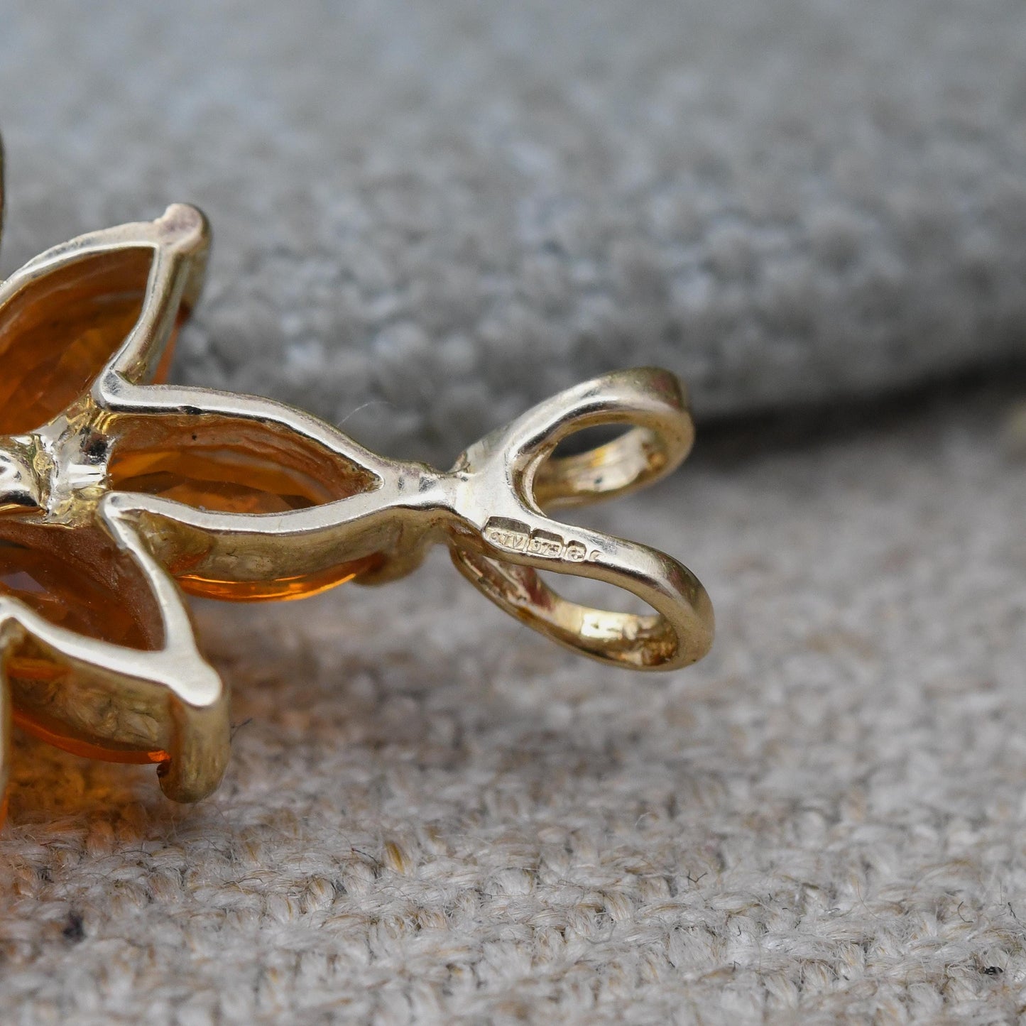 9ct Gold Orange Gemstone Floral Pendant Gems TV - Pretty Gold Gift for Her | Solid Gold Jewellery for Necklace Chain