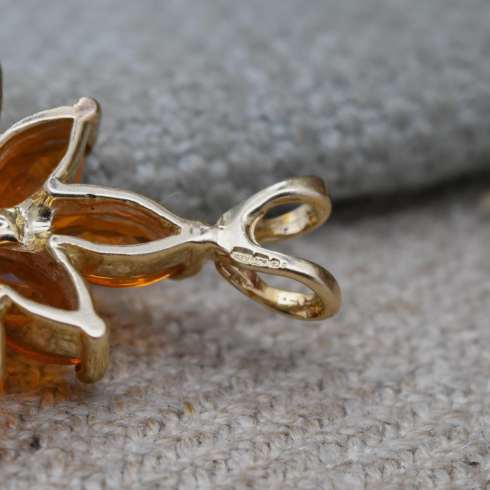 9ct Gold Orange Gemstone Floral Pendant Gems TV - Pretty Gold Gift for Her | Solid Gold Jewellery for Necklace Chain