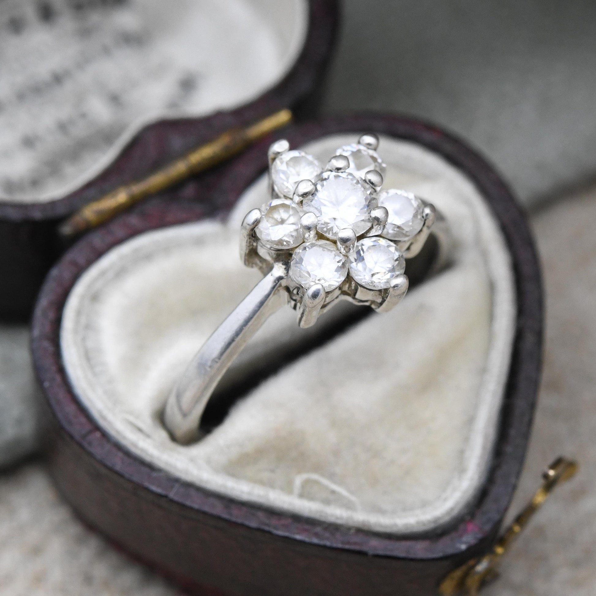 Vintage Sterling Silver CZ Cluster Ring - Floral Design | Statement Cocktail Ring | Pretty Gift for Her | UK Size - N 1/2 | US Size - 6 3/4