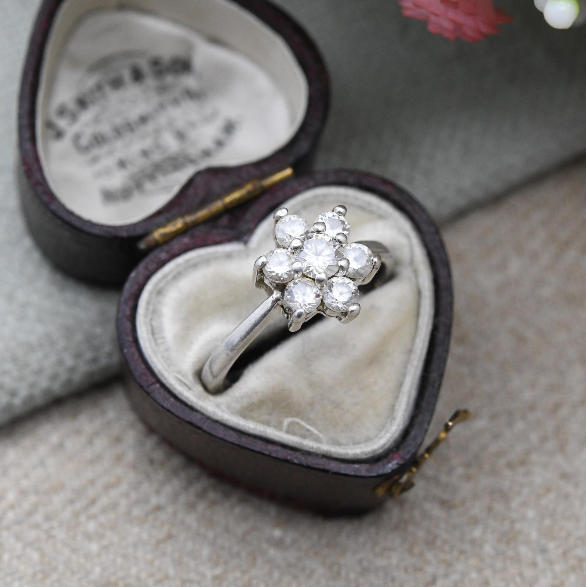 Vintage Sterling Silver CZ Cluster Ring - Floral Design | Statement Cocktail Ring | Pretty Gift for Her | UK Size - N 1/2 | US Size - 6 3/4