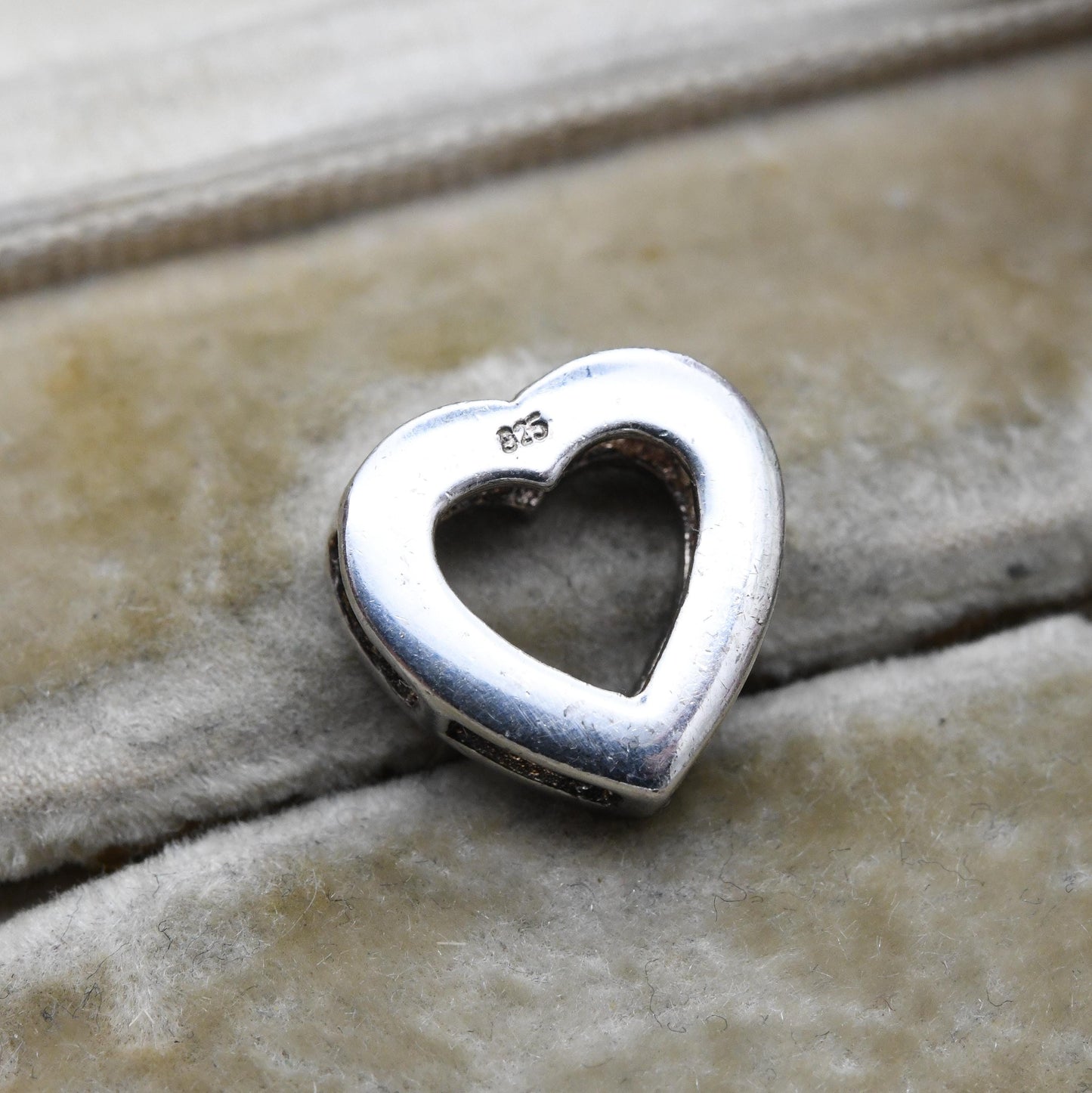 Vintage Sterling Silver and White Stone Heart Charm Pendant - Openwork Love Heart | Romantic Gift for Pendant Necklace Chain