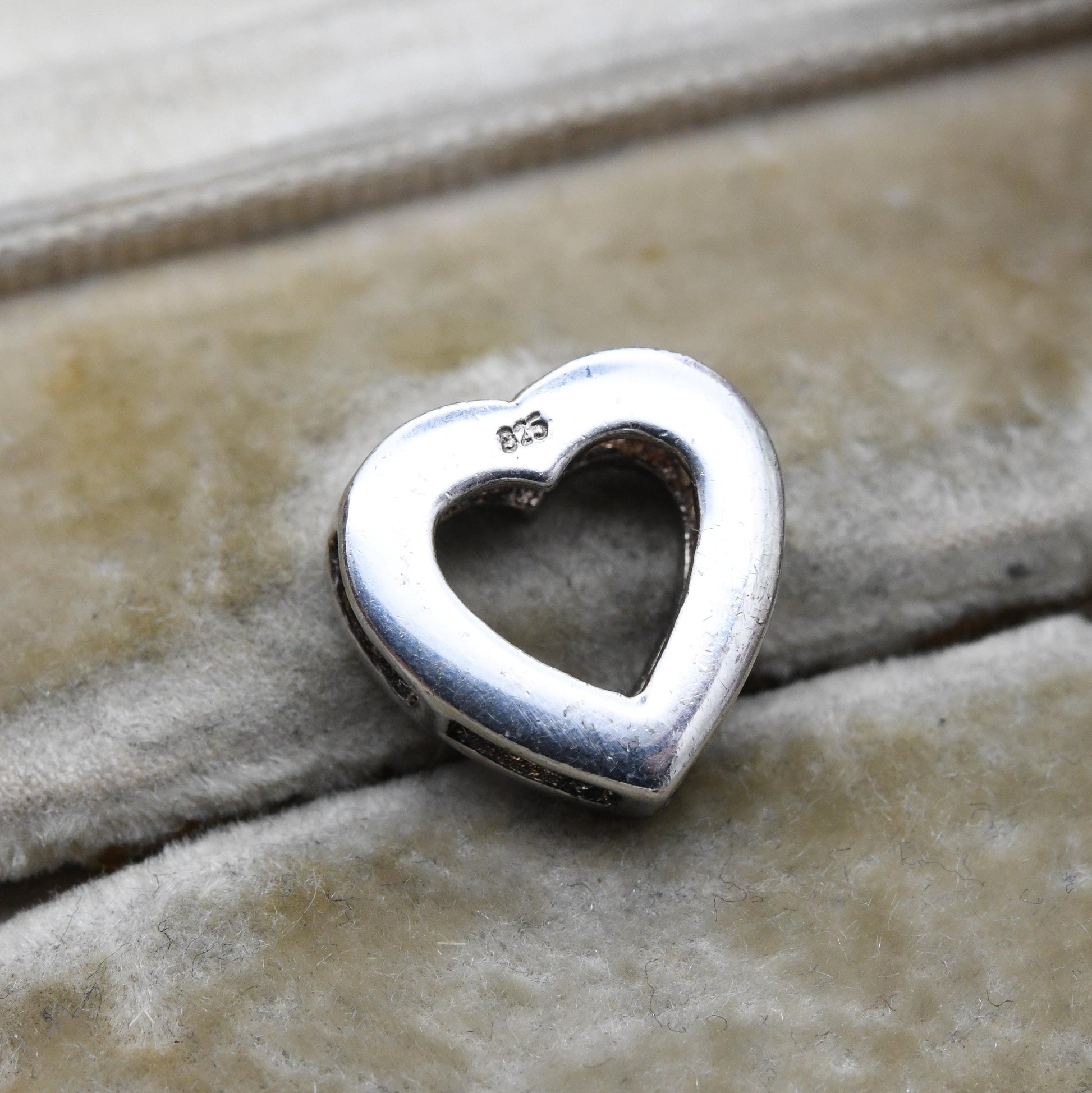 Vintage Sterling Silver and White Stone Heart Charm Pendant - Openwork Love Heart | Romantic Gift for Pendant Necklace Chain