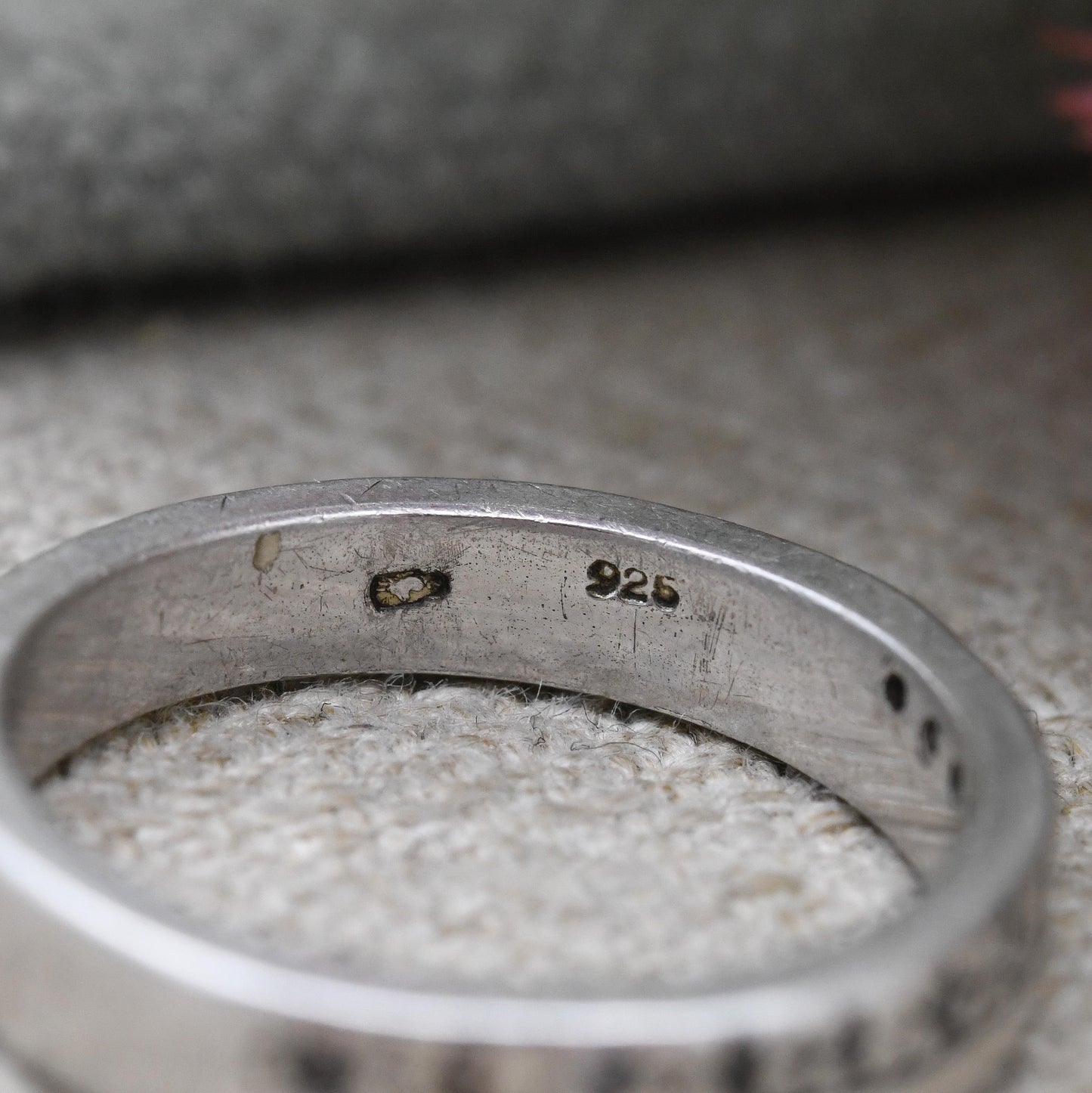 Vintage Sterling Silver Half Eternity Ring with Clear Stones - Minimal Y2K Design Flush Setting Band | UK Size - P | US Size - 7 1/2