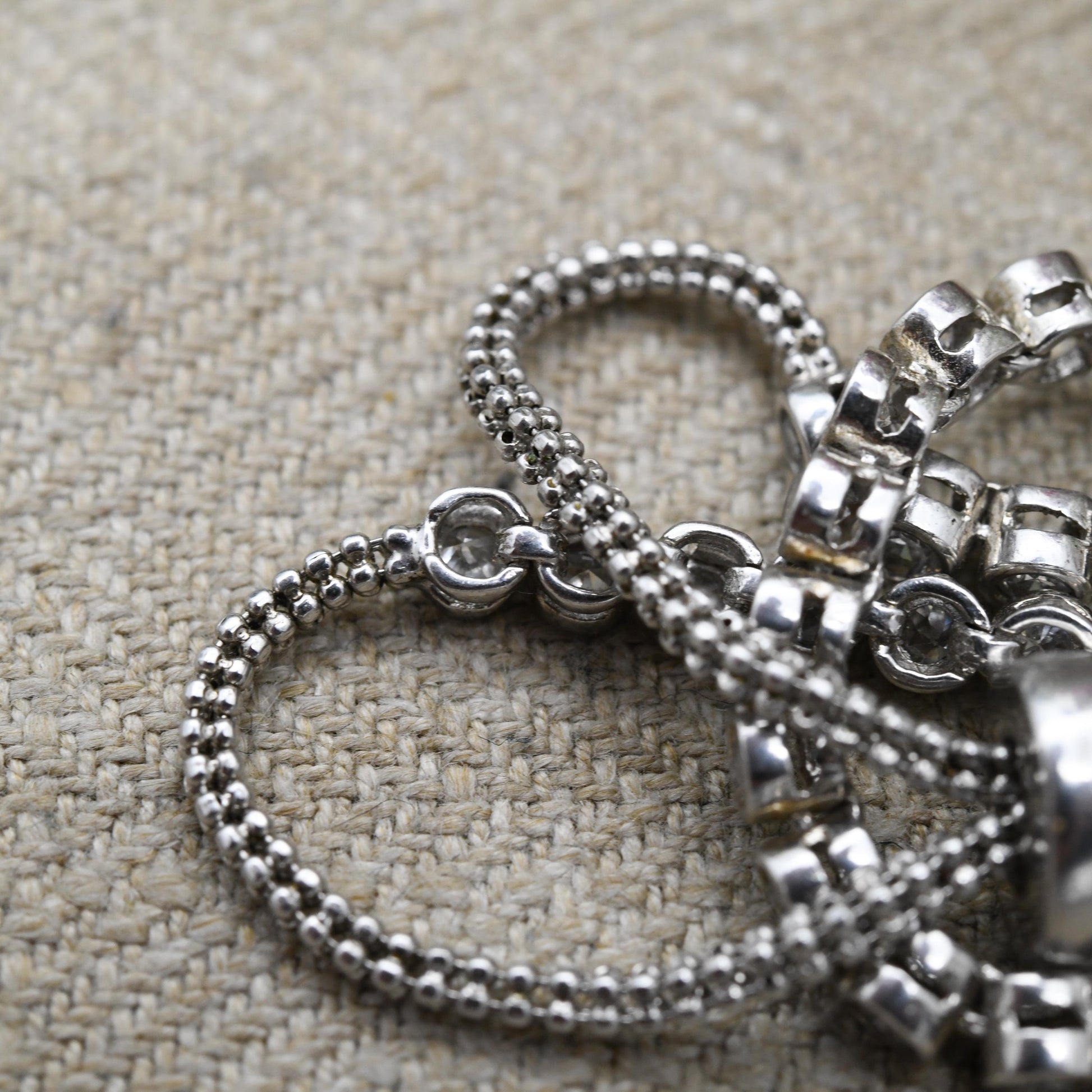 Vintage Sterling Silver White Stone Adjustable Tennis Chain Bracelet - Bezel Clear Stone Setting | Beautiful Bracelet