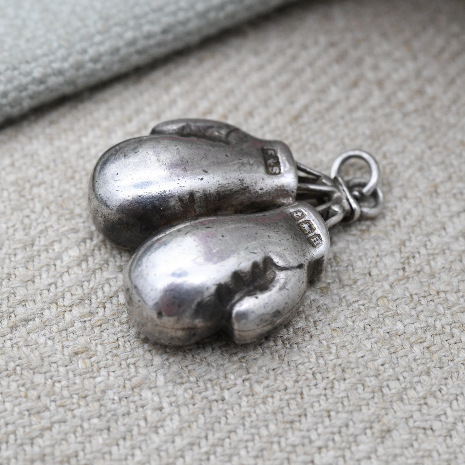 Vintage Sterling Silver Boxing Gloves Pendant 1932 by Fattorini & Sons Ltd - Sports Fob Medal Jewellery | Gift for Him