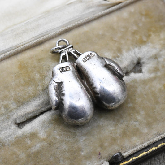 Vintage Sterling Silver Boxing Gloves Pendant 1932 by Fattorini & Sons Ltd - Sports Fob Medal Jewellery | Gift for Him