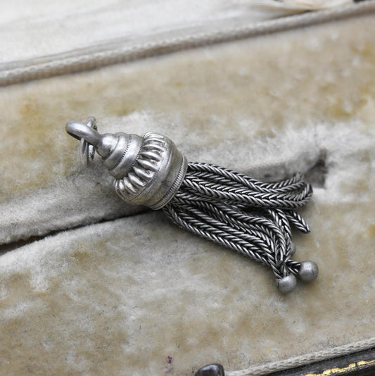 Antique Silver Tassel Charm Pendant - for Charm Bracelet Necklace Articulated Detailed