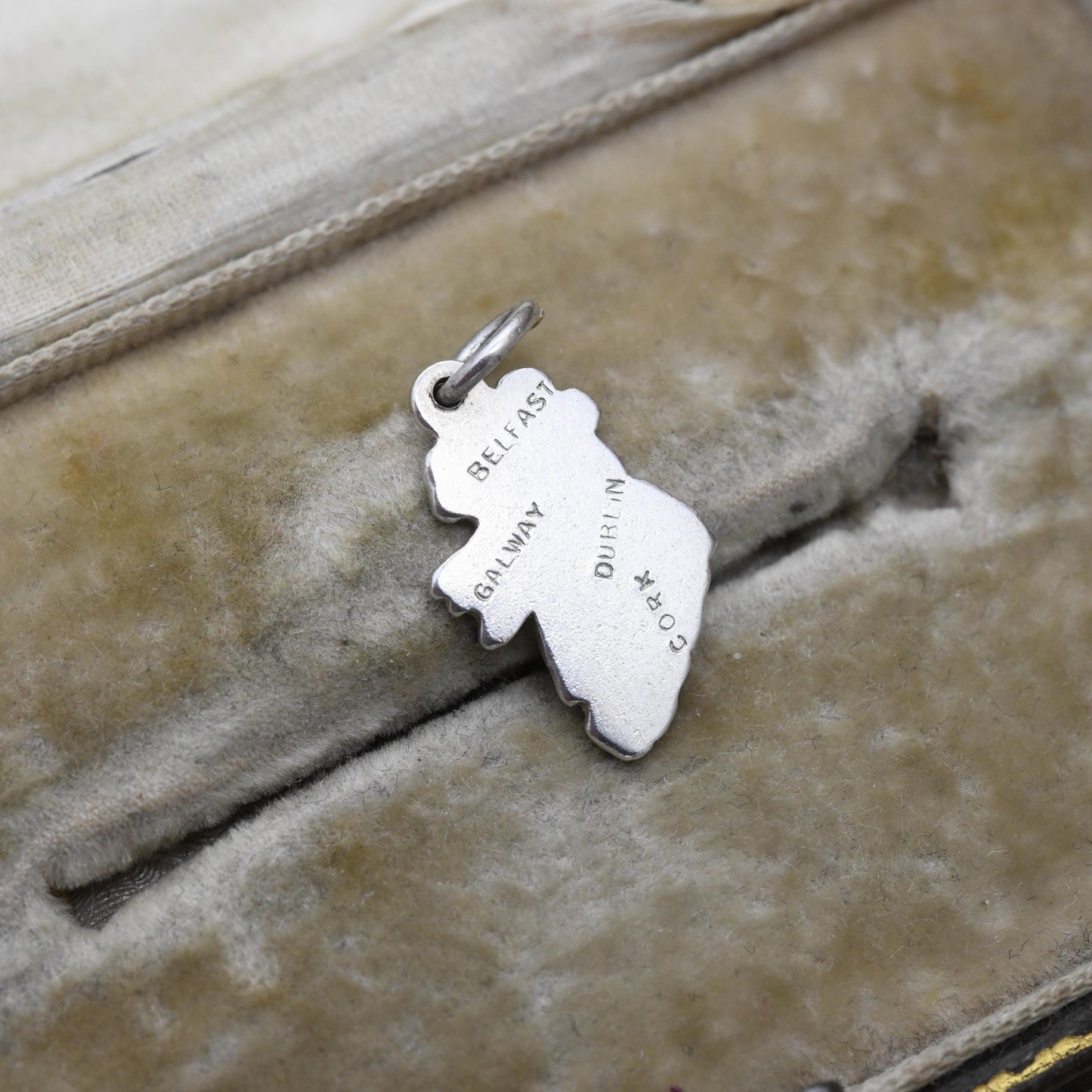 Vintage Sterling Silver Ireland Map Charm 1962 - Belfast Galway Dublin and Cork | Travel Souvenir Jewellery | Gift for Charm Bracelet
