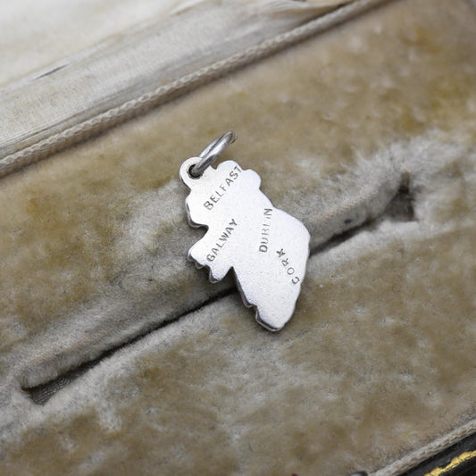 Vintage Sterling Silver Ireland Map Charm 1962 - Belfast Galway Dublin and Cork | Travel Souvenir Jewellery | Gift for Charm Bracelet