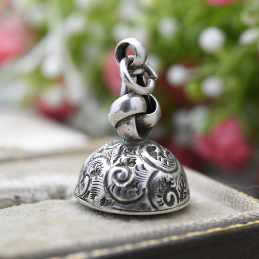 Antique Sterling Silver Bloodstone Watch Fob Pendant 1890 - H W Ashford & Co Engraved Scrolling Victorian Jewellery | Gentleman’s Accessory