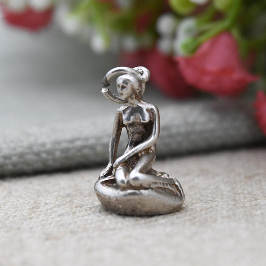Vintage Silver Danish The Little Mermaid Charm - Travel Souvenir Pendant | Scandinavian Jewellery | Gift for Charm Bracelet Necklace