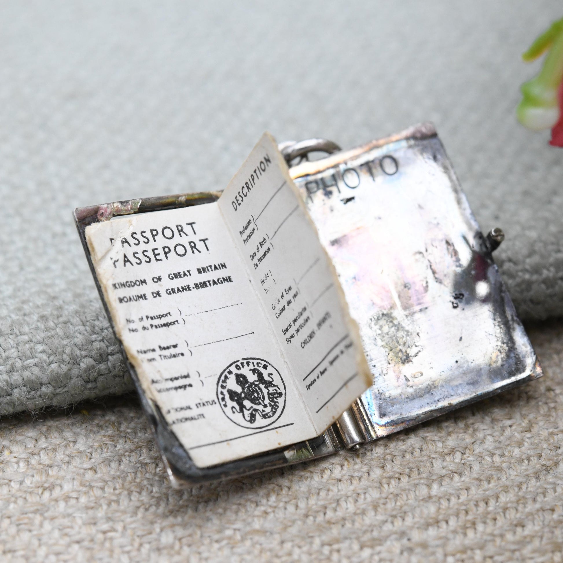 Vintage Georg Jensen Sterling Silver British Passport Charm Pendant - Travel Souvenir Jewellery | Collectable Designer Charm