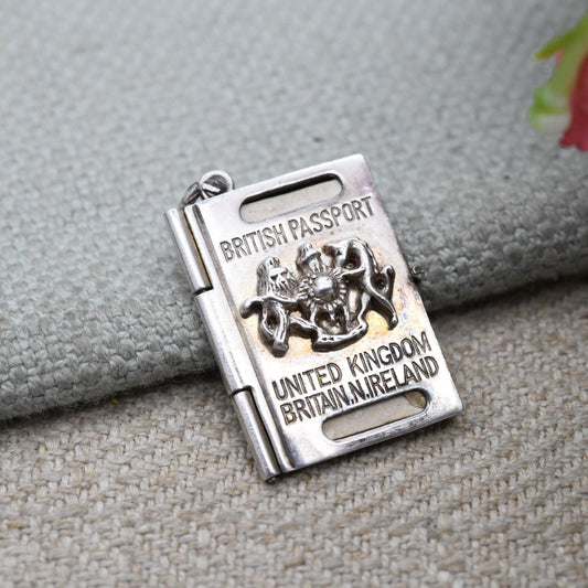 Vintage Georg Jensen Sterling Silver British Passport Charm Pendant - Travel Souvenir Jewellery | Collectable Designer Charm