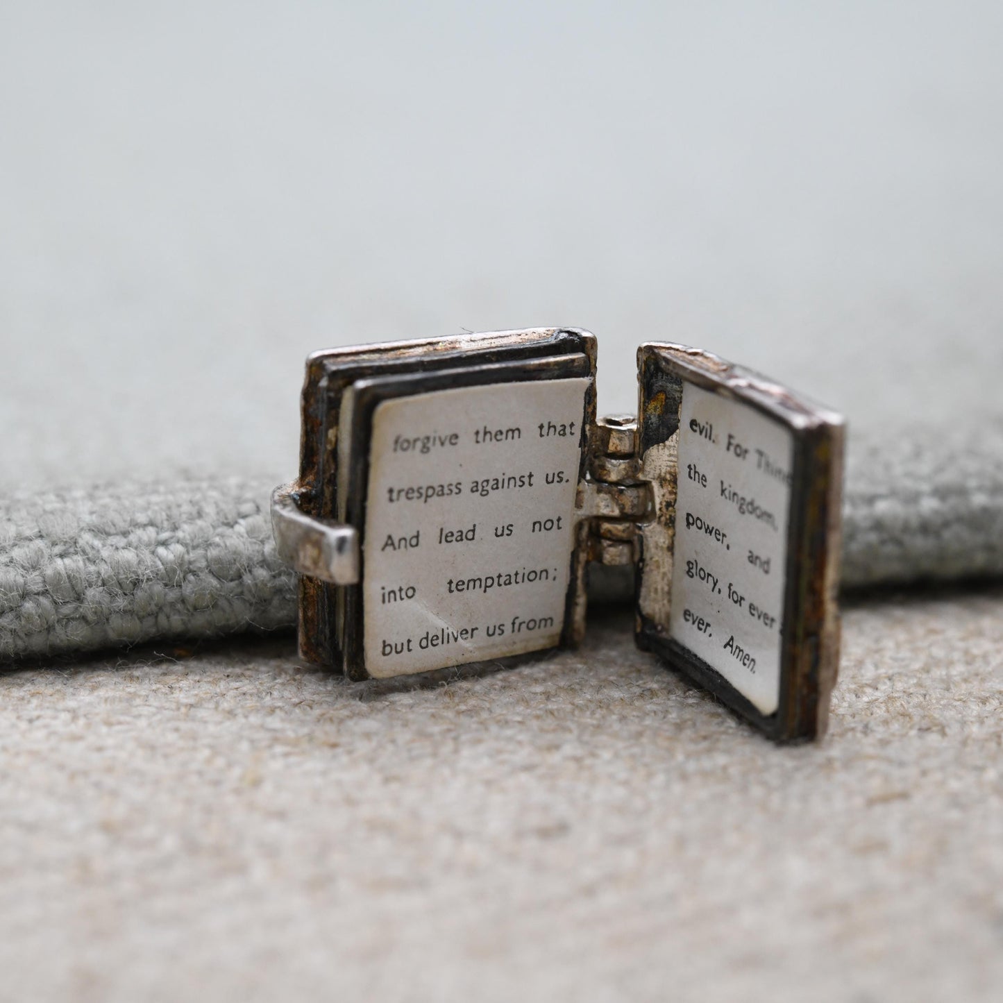 Vintage NUVO Sterling Silver Bible Opening Charm Pendant - The Lord's Prayer | Religion | Holy Book | Gift for Charm Bracelet Necklace Stack